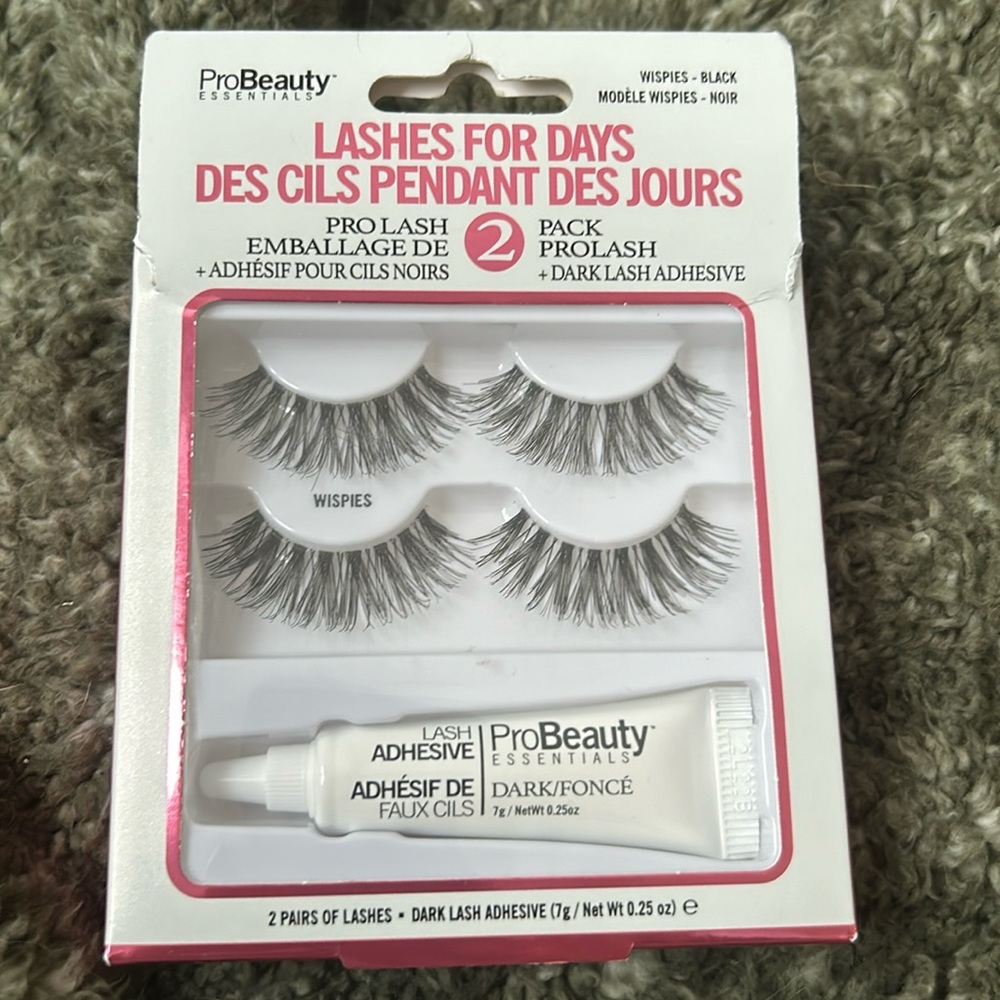 Pro beauty Lashes - 2 pack + dark lash adhesive